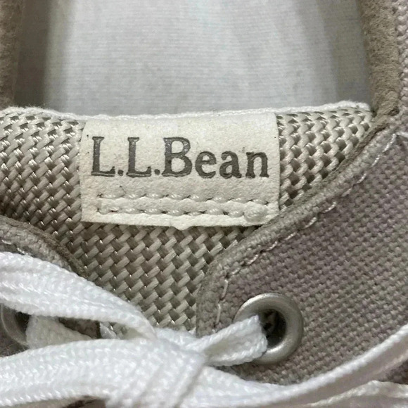 LL BEAN WO SIZE 8 TAUPE SLIP ON  BOAT SHOE EXCELLENT CLEAN CONDITION LACE UP - Picture 5 of 15